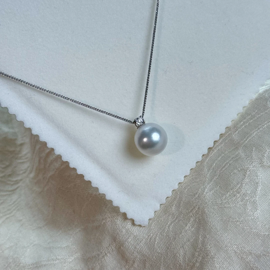 sy10025 | 深海王妃 18K白金13-14mm海水澳白吊坠（赠银链）