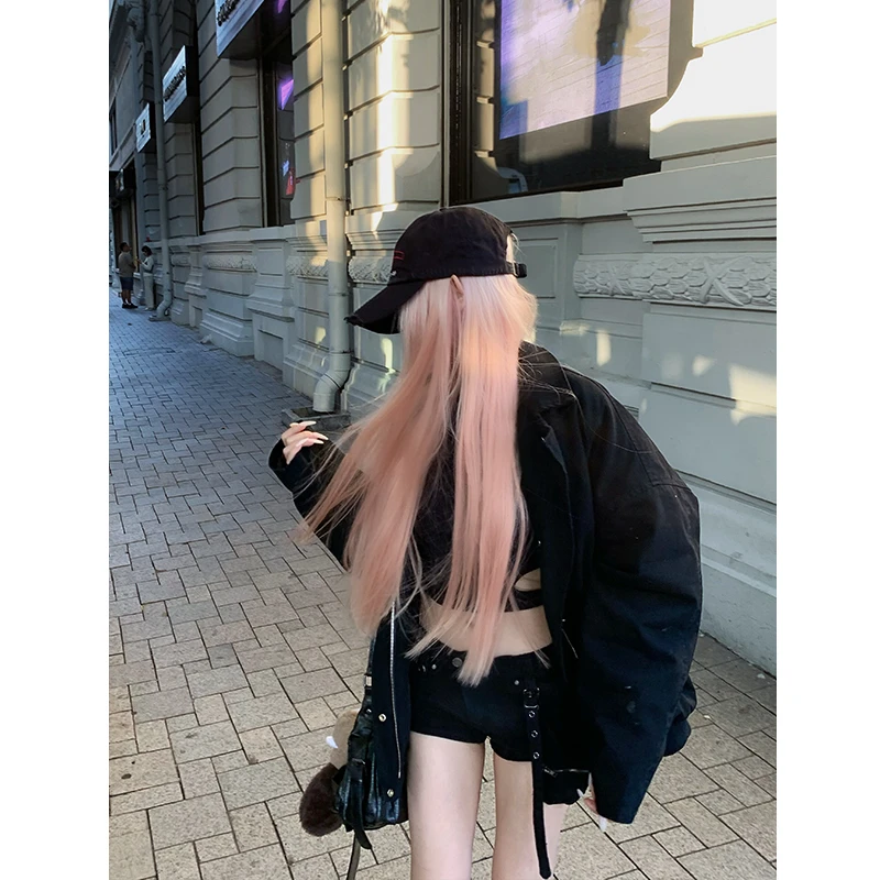 莫欣欣&黑色工装棉服加厚宽松女冬季外套美式辣妹棉衣外套240745