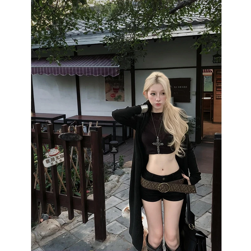 莫欣欣&开衫毛衣外套女宽松慵懒辣妹中长款针织衫240581