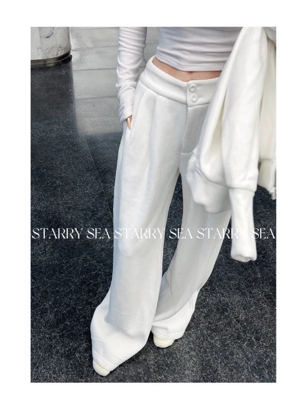 元林 2024-F/W 福利新品百搭显瘦保暖直筒阔腿加绒休闲裤#X0080KZ