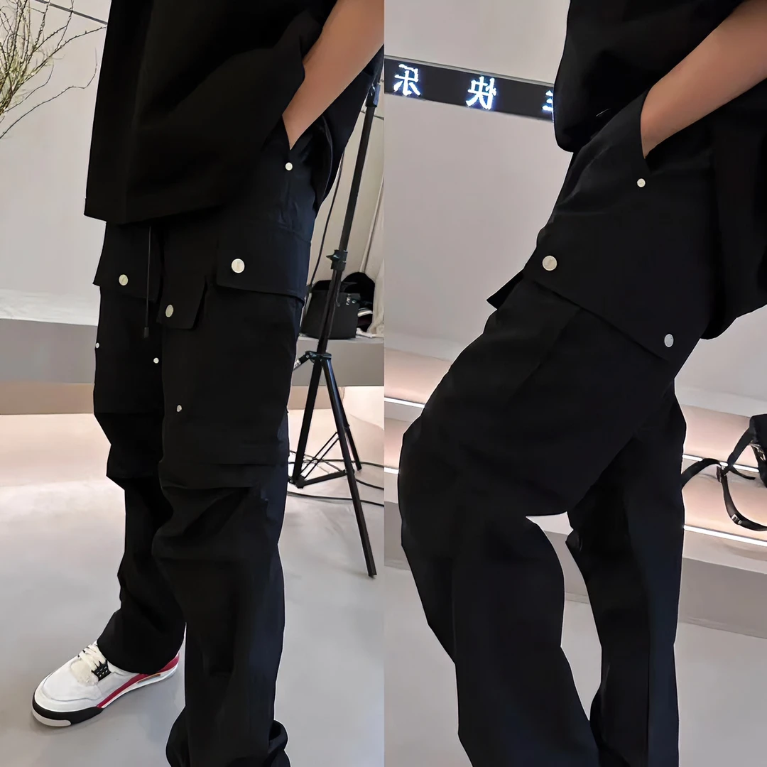 [NW]黑色多口袋设计款潮流时尚酷感直筒休闲工装裤（早春新品