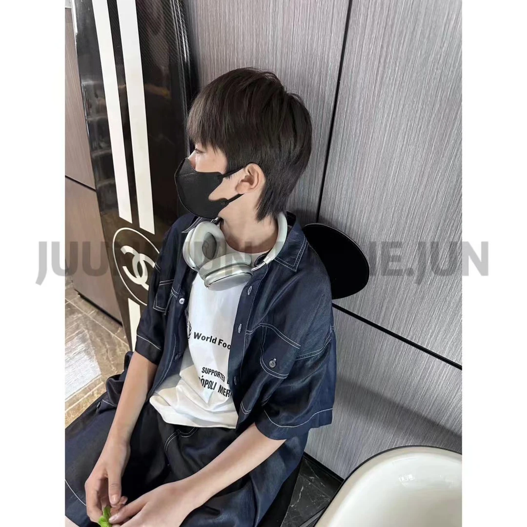 JUUNE.JUN[4NW]蓝色水洗牛仔翻领潮流时尚短袖套装（夏日炎炎）