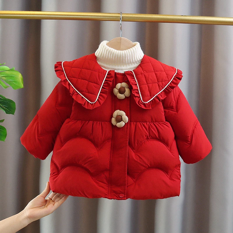 m180女童棉衣加厚冬款洋气夹棉加绒女宝宝保暖棉衣儿童棉袄季冬季