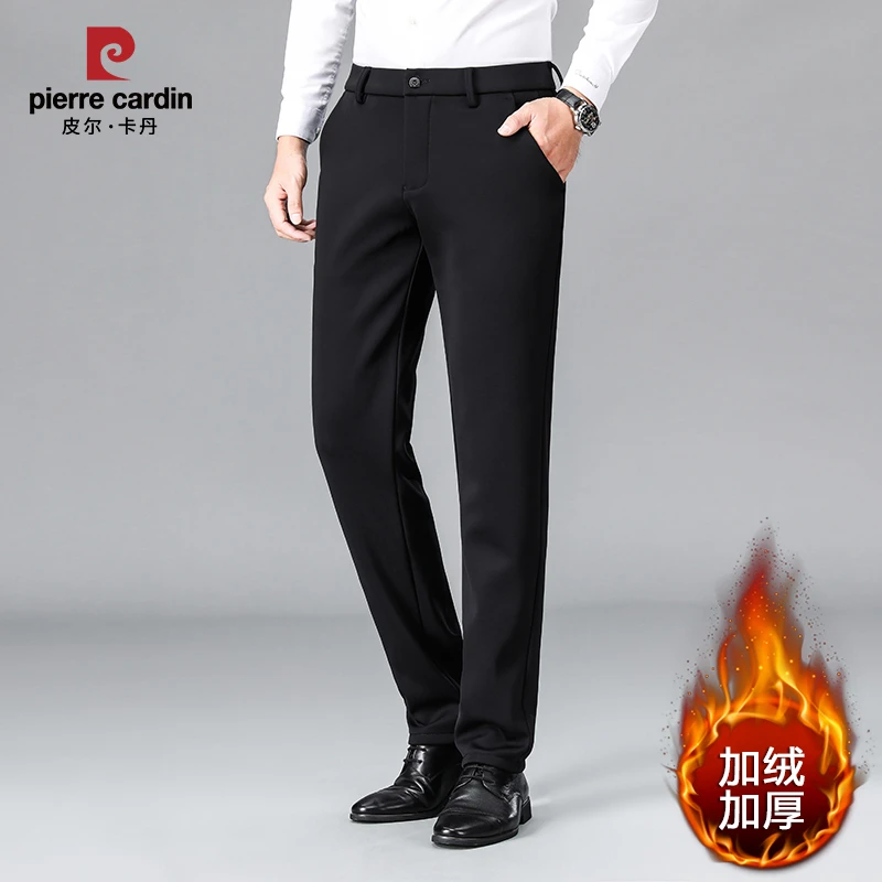 【加绒加厚】皮尔卡丹男装休闲裤男2024冬季新款抗皱直筒保暖长裤子