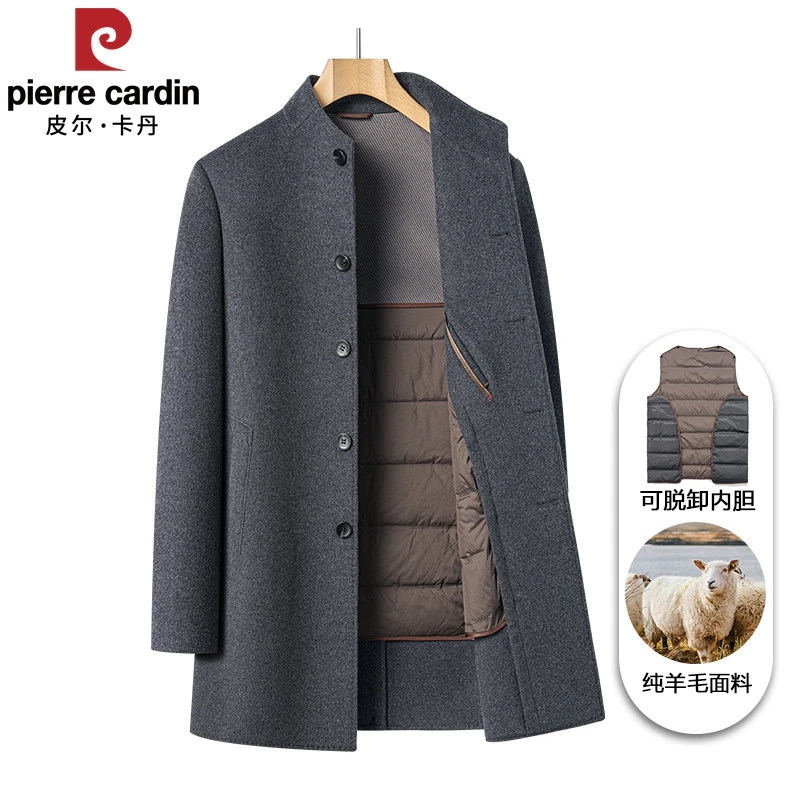 【羊毛+可脱卸羽绒内胆】冬季毛呢大衣男士羊毛双面呢中长款爸爸装