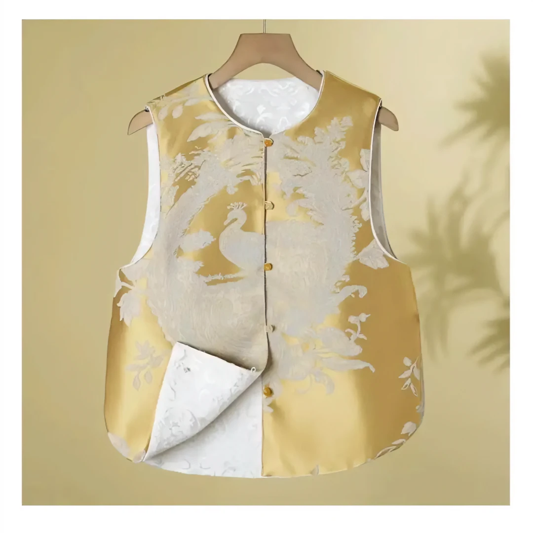 【凤凰马甲】新中式国风春款双面双穿重工定位刺绣气质百搭马甲