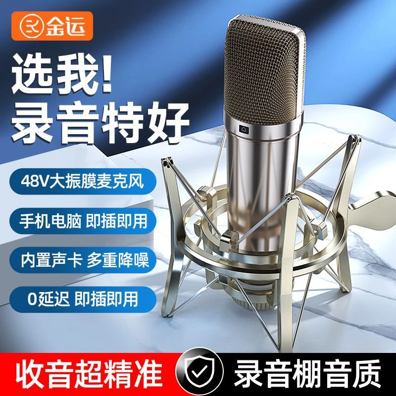 2025新款直播声卡专用u87专业48V大振膜电容麦克风话筒降噪录音棚