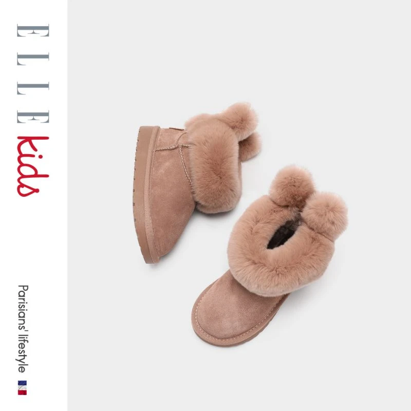 ELLEkids女童冬季保暖柔软雪地靴
