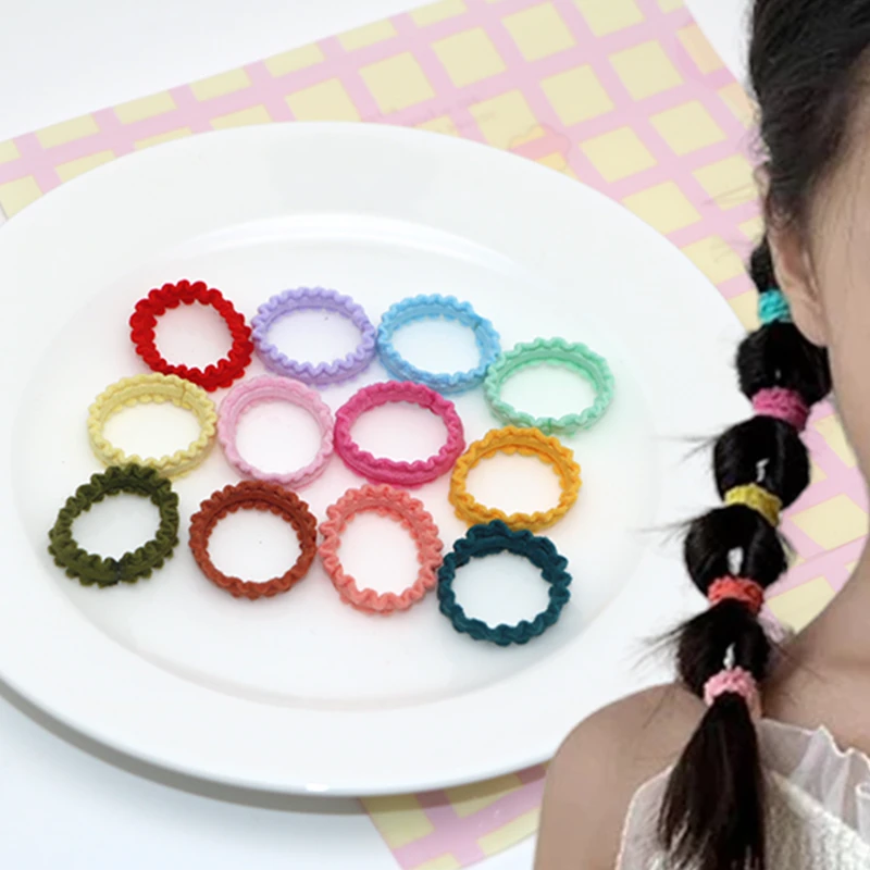 花边拇指发圈儿童彩色高弹力不伤发头绳罐装小女孩可爱韩版发绳