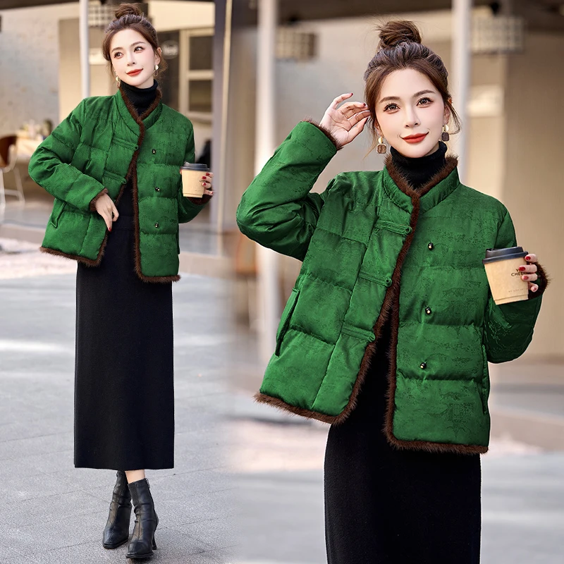 新中式国风提花羽绒服女205冬季新款时尚气质加厚保暖白鸭绒外套