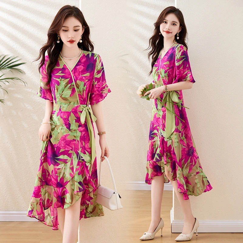 轻熟风碎花连衣裙女2025年夏季新款高级感名媛气质海边度假鱼尾裙