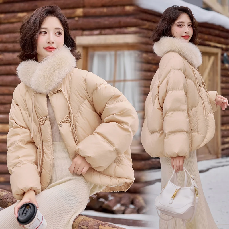 新中式羽绒服外套女2024年冬季新款复古盘扣设计感小个子短款上衣