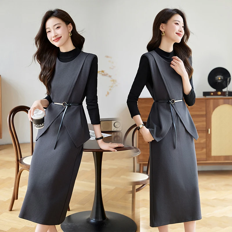 法式马甲套装女2025春秋新款时尚高级感气质收腰显瘦半身裙三件套