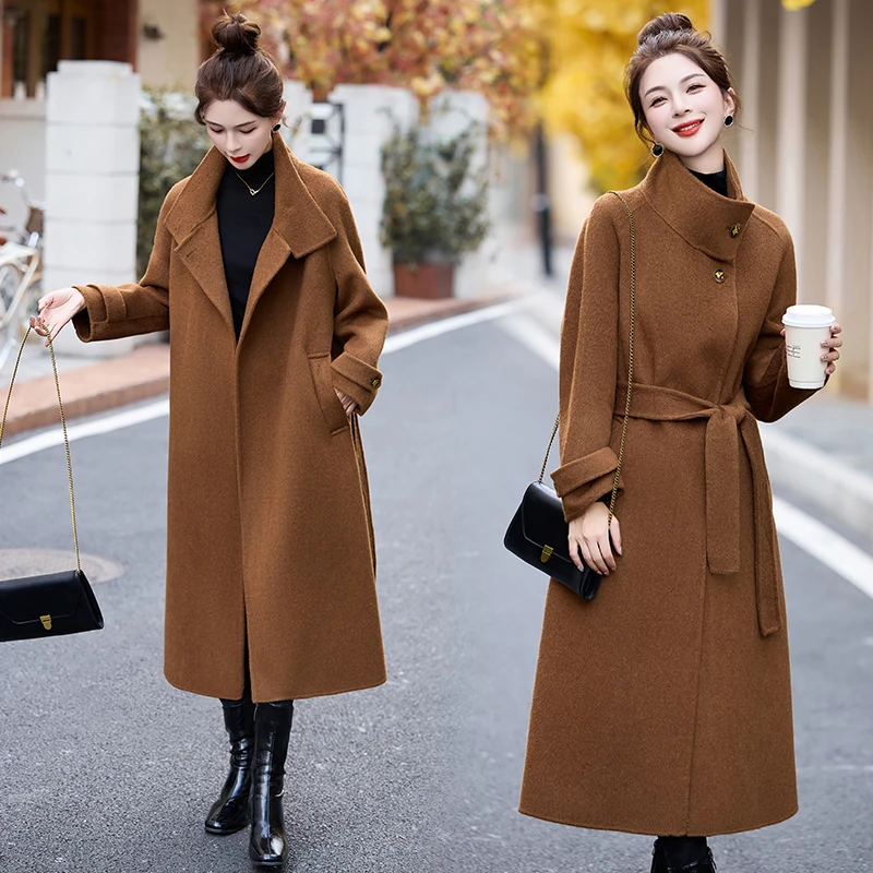 双面羊毛大衣女2025年秋冬新款宽松时尚气质英伦风中长款毛呢外套