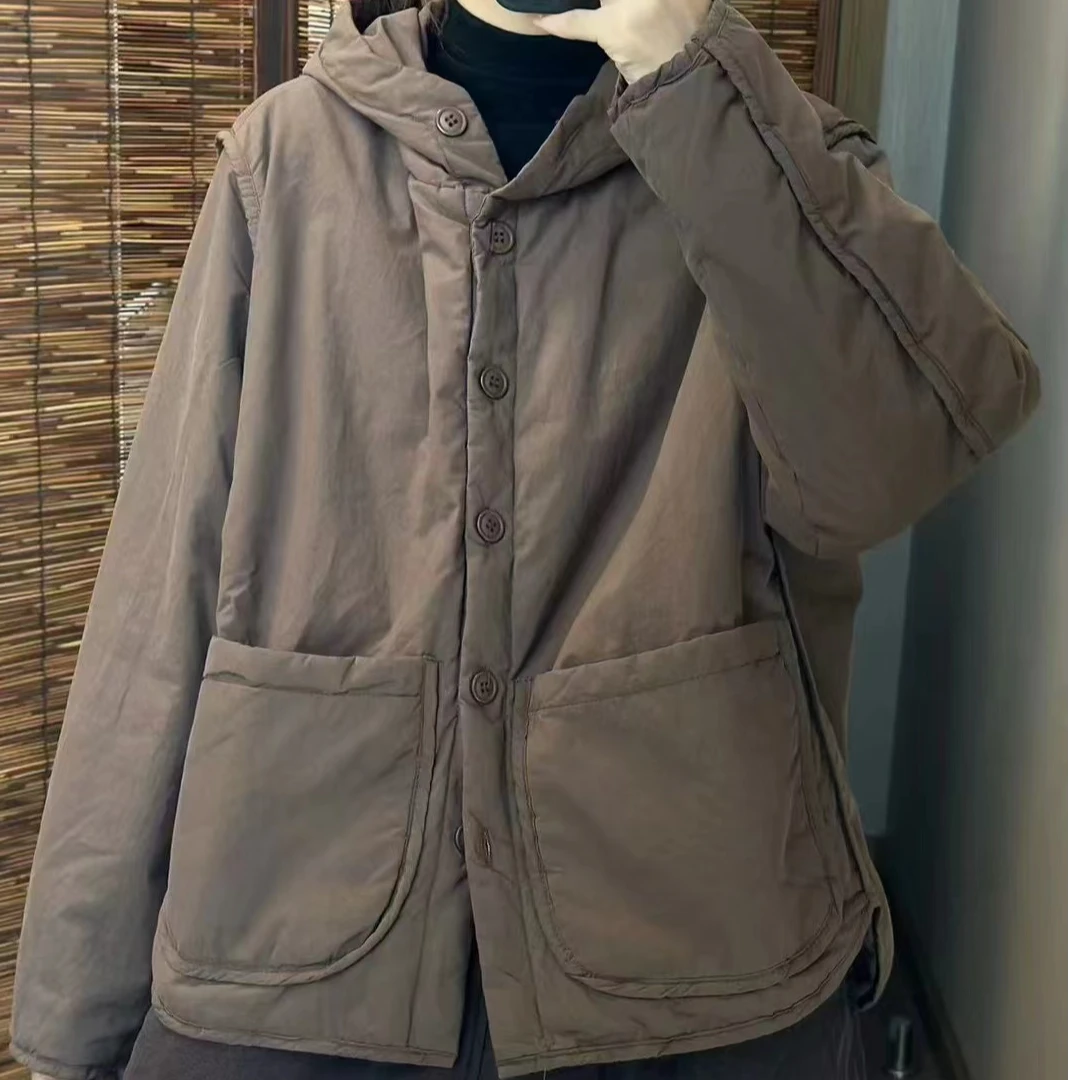 短款连帽棉服2024新款女冬季休闲时尚百搭棉衣外套