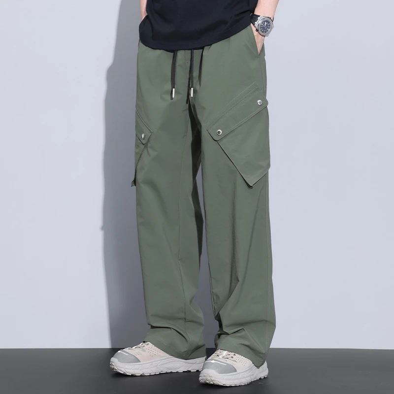 Kuvine春季2025新款美式直筒多口袋工装裤男宽松阔腿速干休闲长裤