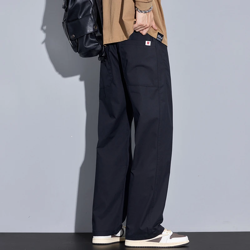 Kuvine加绒加厚休闲裤男冬季新款复古宽松垂感直筒阔腿秋冬裤子男