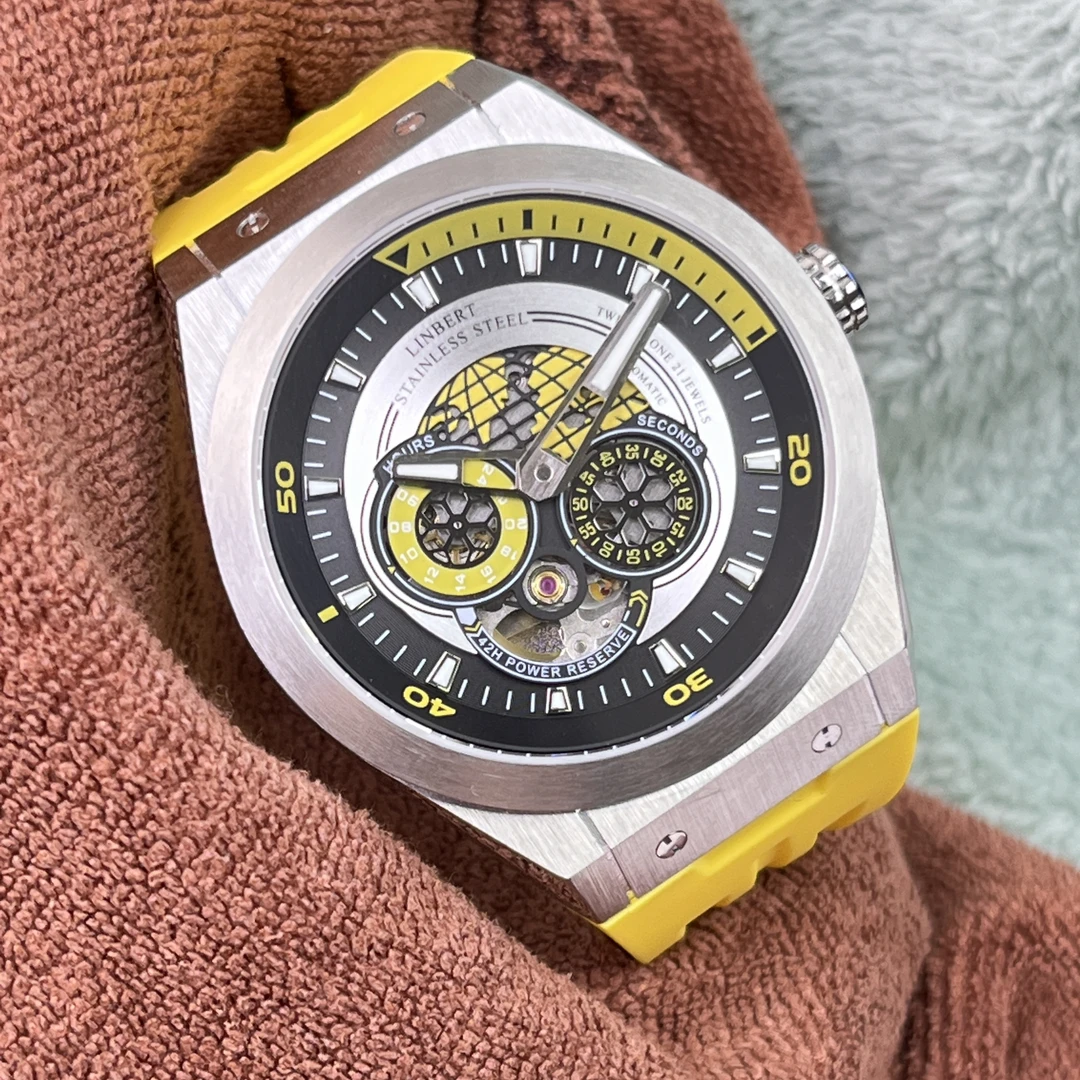 林伯特新款大表盘自动机械表多功能82S7进口机芯夜光防水男士手表