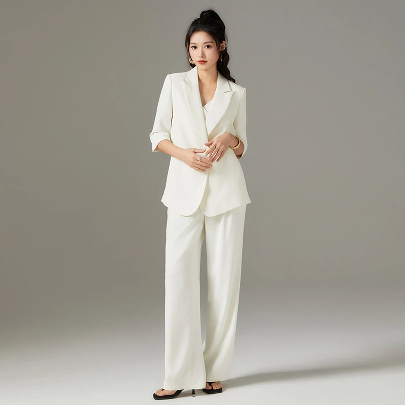 XILINGYAN【夏季-象牙白】休闲白色西装套装  C13511+P33511
