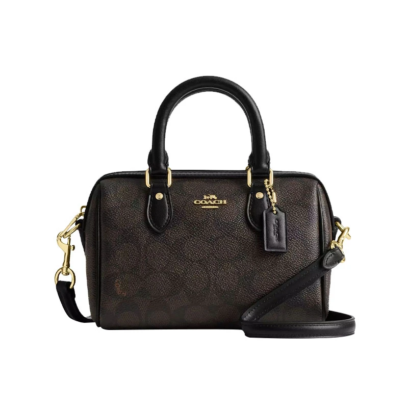 COACH 蔻驰 Mini Rowan Crossbody 女士手拎包斜挎包 褐色logo