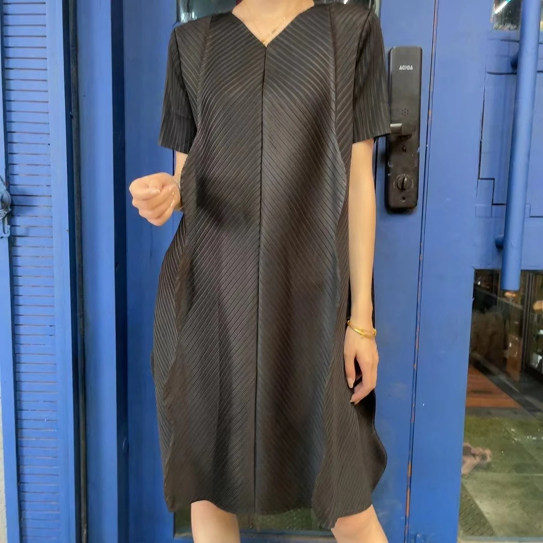 【清仓捡漏】欧洲站春夏新爆款洋气质高档端女士褶皱连衣裙JS191