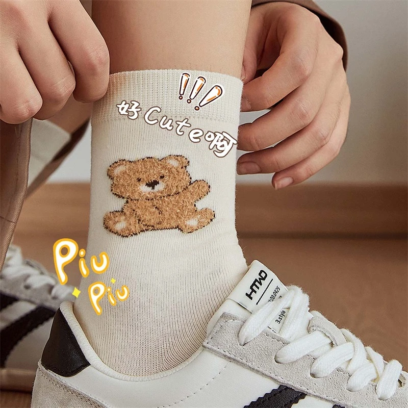 袜子女中筒袜秋季抗菌防臭女生可爱日系棉袜ins卡通长袜秋冬女袜