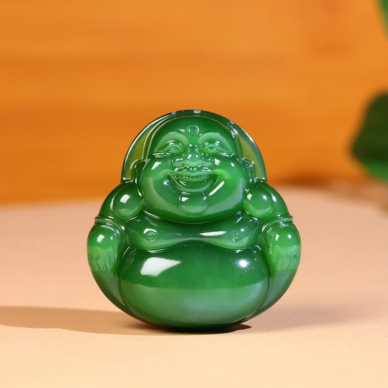新疆和田玉俄罗斯碧玉阳绿佛公男士女士吊坠挂件