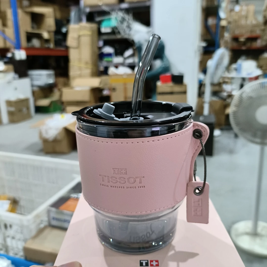99新 Tissot/天梭 天梭 赠品随行咖啡杯  玻璃杯玻璃吸管