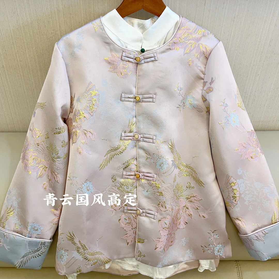 牡丹仙鹤新中式国风时尚洋气气质百搭刺绣圆领长袖外套女高级感