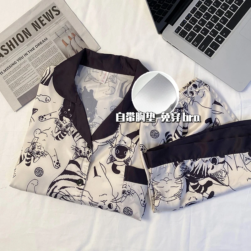 带胸垫睡衣女夏季高级冰丝女款爆款2024新款套装短袖可外穿家居服