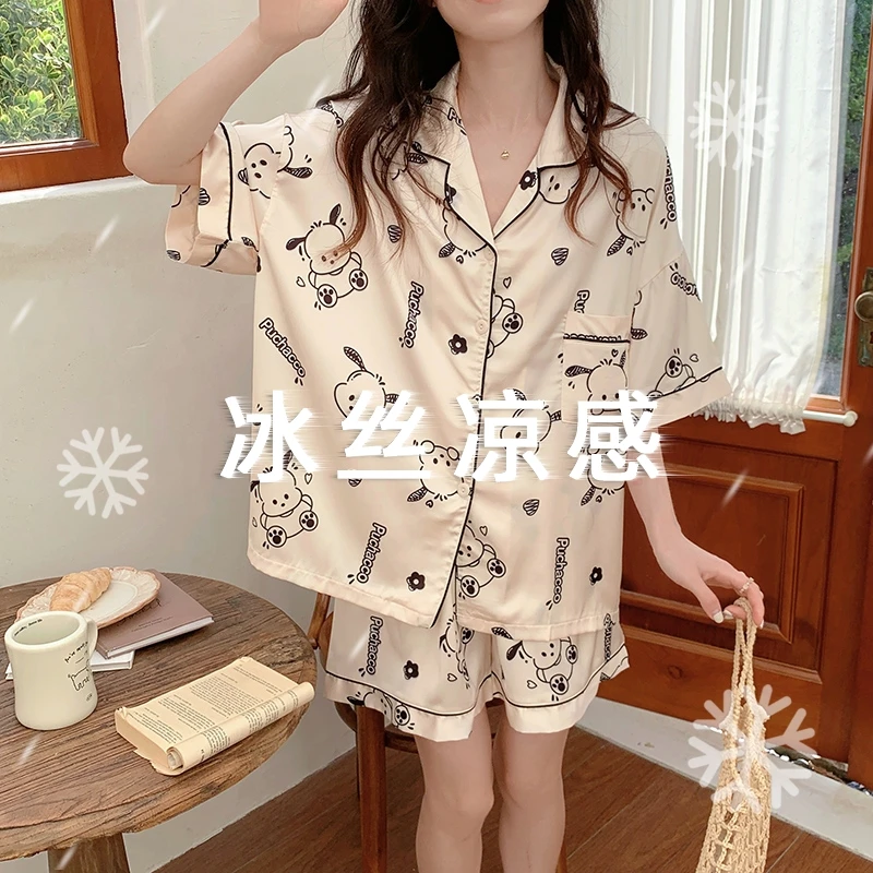 夏季天新款2024高级感冰丝睡衣女可爱网红风套装短袖可外穿家居服