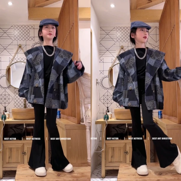 亲子装春秋时尚休闲百搭外套