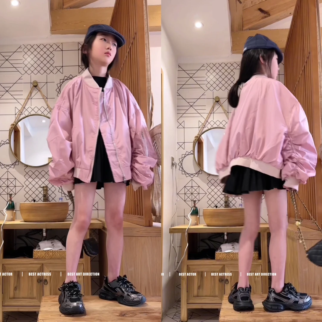 网红炸街外套春秋新款小童女时髦韩版洋气上衣