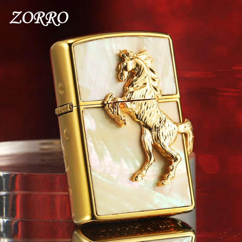 正版佐罗打火机ZORRO贝壳贴章马到成功正品防风煤油送礼男友礼物