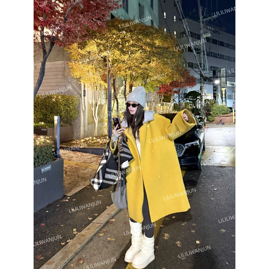 婉君【奶fufu】秋冬韩系羊羔毛松弛感气质中长款外套LWJ24D4C2476