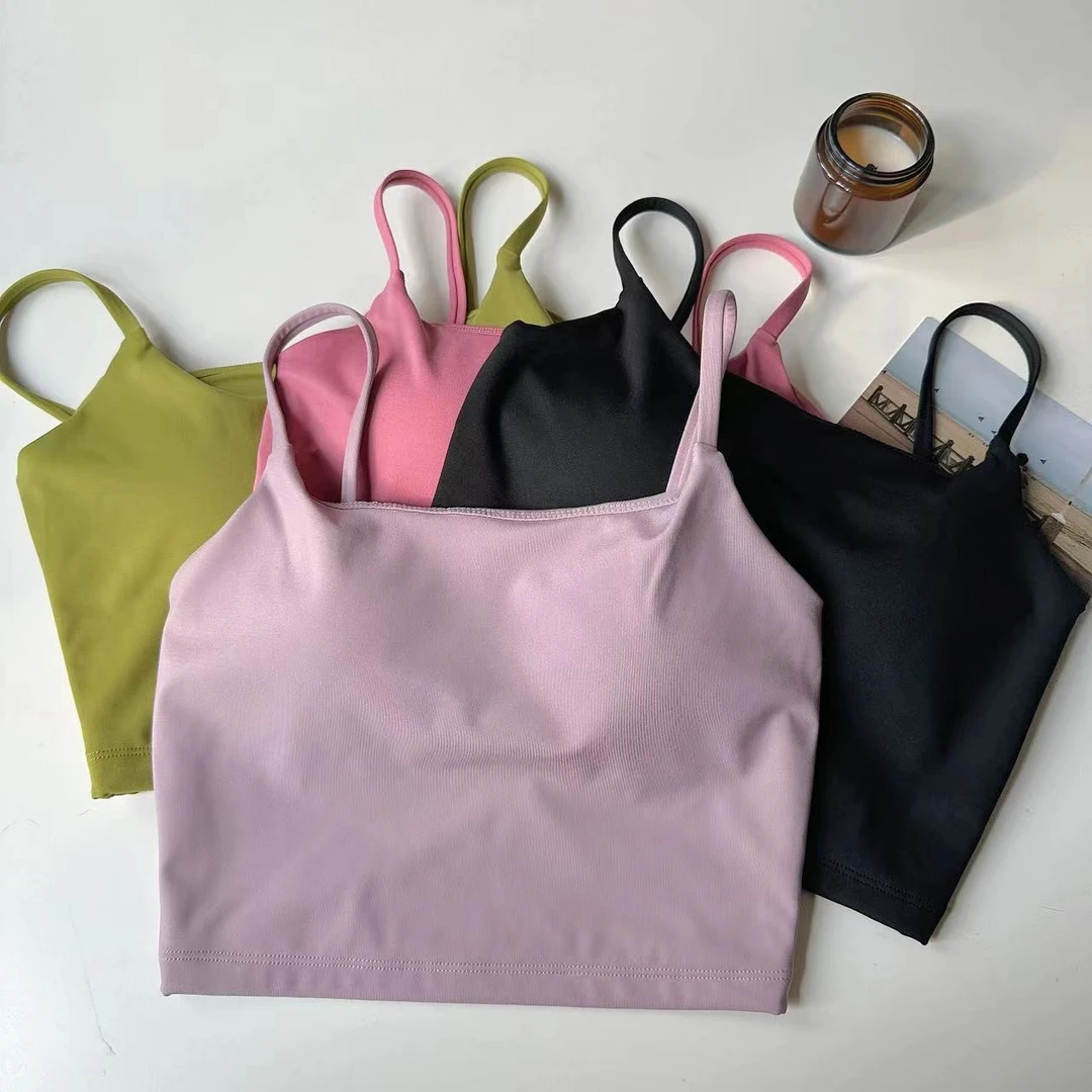 运动内衣固定一体式小吊带抹胸裸感美背瑜伽健身