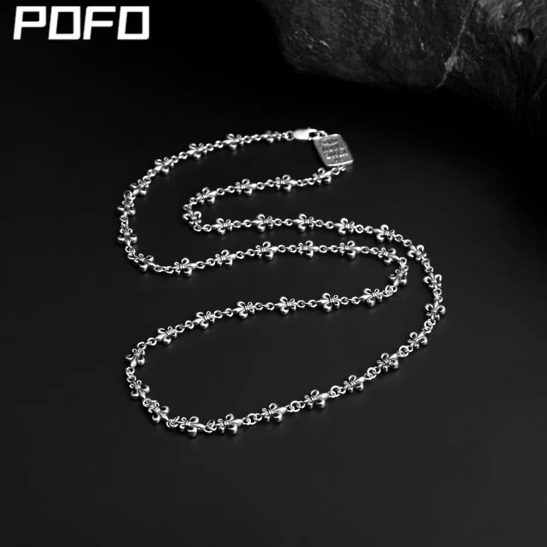POFO 链子925银 复古中性KB船锚项链小众时尚潮牌多长度项链 A057