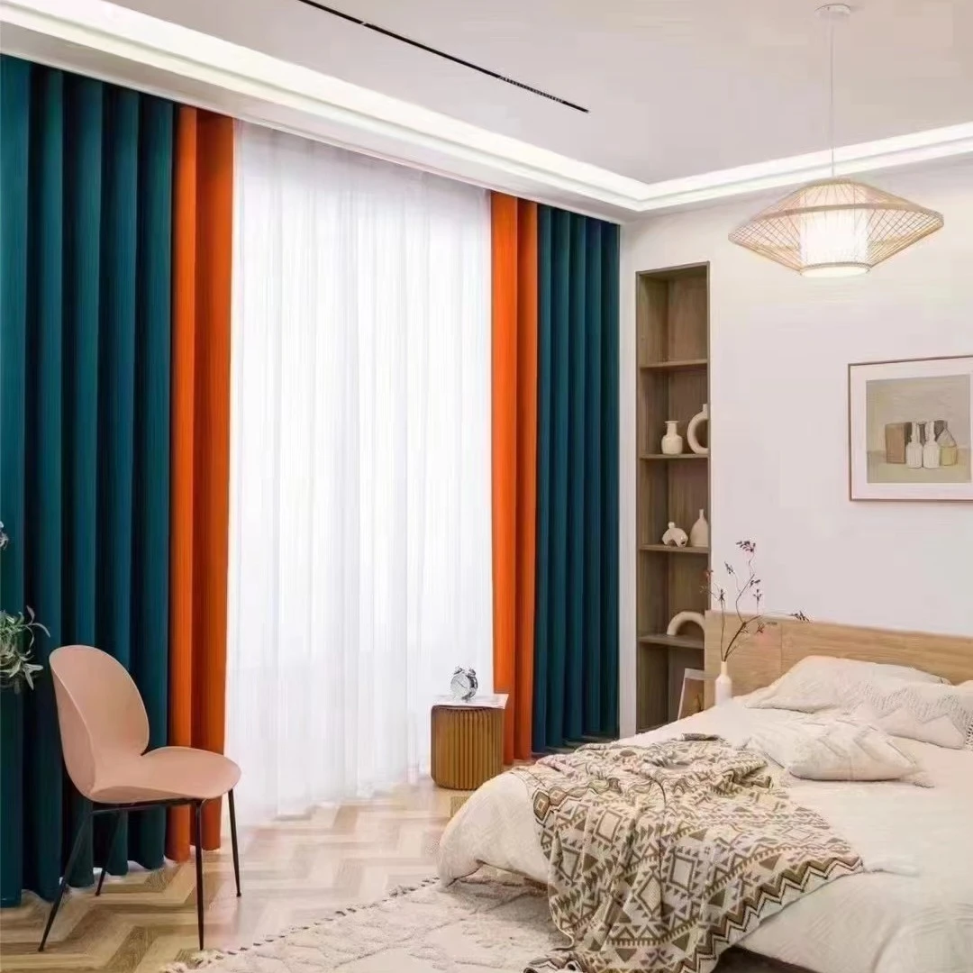 玛奇朵高遮光质感窗帘纯色拼接棉麻卧室客厅窗帘·清爽同款系列