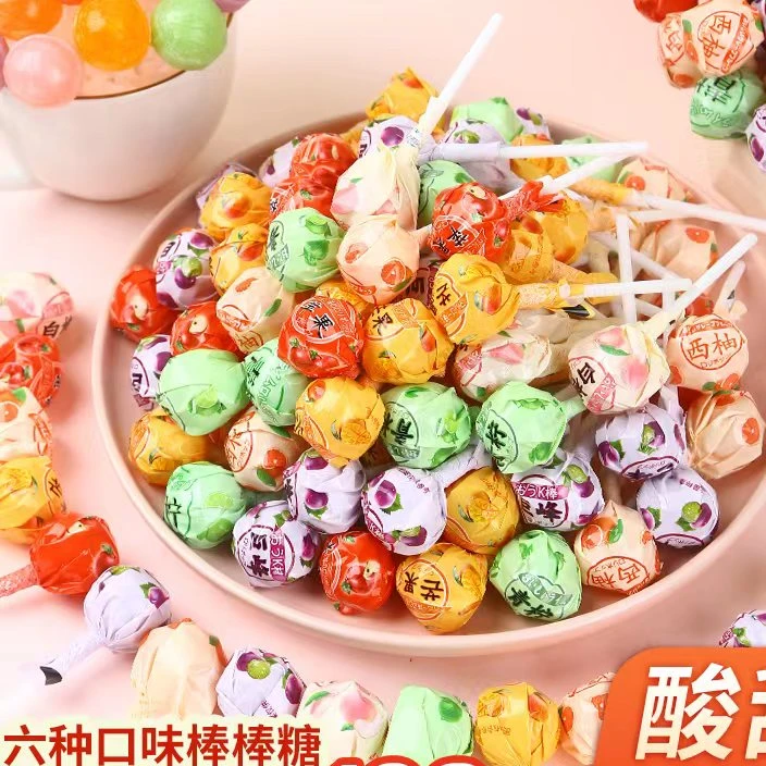 糖百优高颜值水果味棒棒糖果散装网红水果糖六色创意儿童小零食品