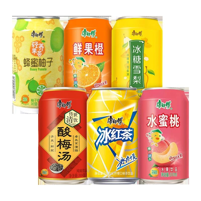 【6罐新日期包邮】康师傅茶饮料310ml*6罐装冰红茶酸梅汤冰糖雪梨k
