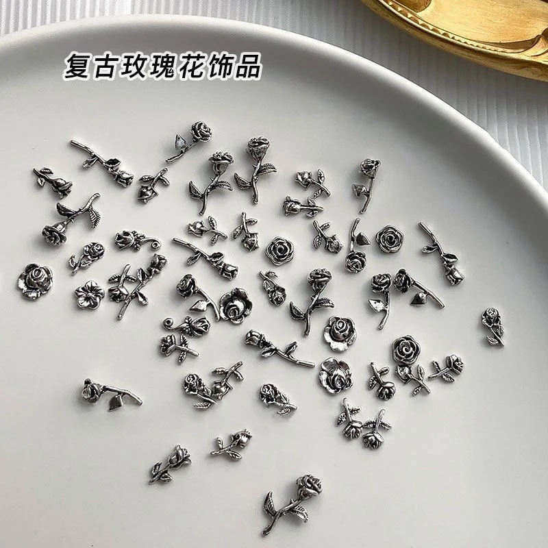 【菊籽老师推荐】美甲复古玫瑰质感合金花花饰品热卖暗黑系列配饰