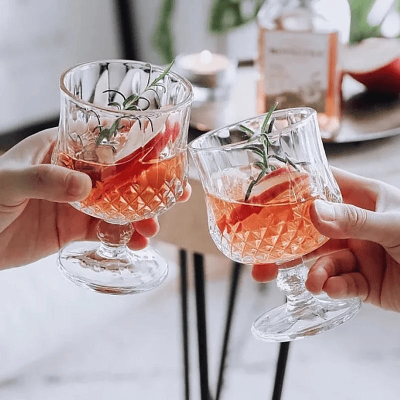 【新疆商超清】钻石高脚杯 罗马柱加厚透明玻璃杯精致轻奢