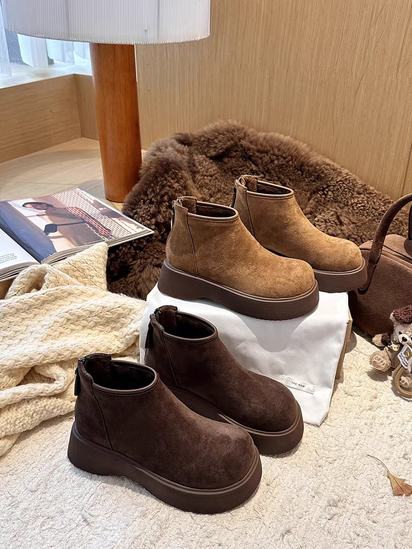 【伊伊】百搭厚底靴子短靴英伦风跟高6cm