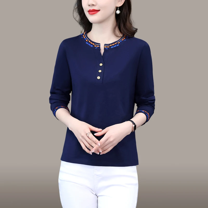 春秋长袖T恤卫衣打底衫女士时尚洋气减龄中老年妈妈装运动T恤