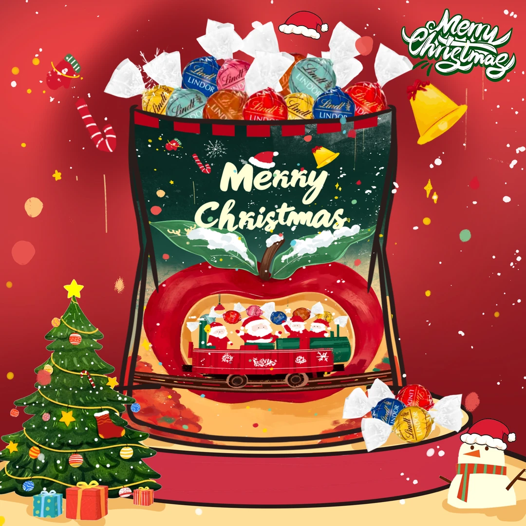 【圣诞节限定】Lindt瑞士进口瑞士莲软心巧克力混合口味礼袋