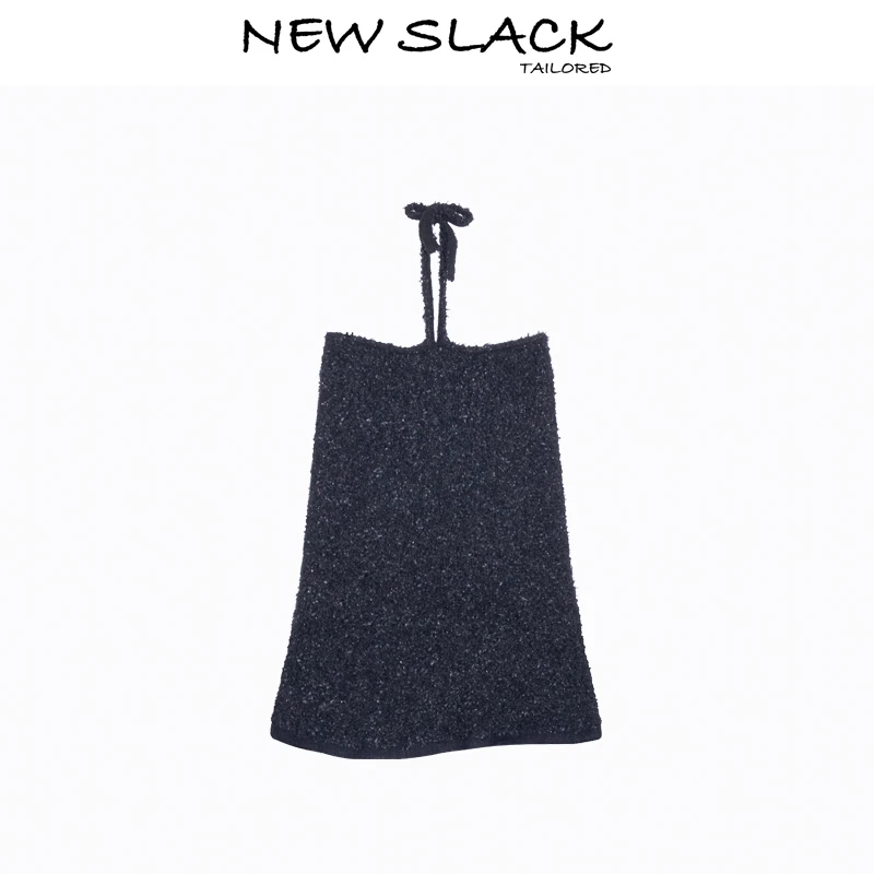 New slack NQ241005 百搭设计感羊毛马海毛吊带连衣裙