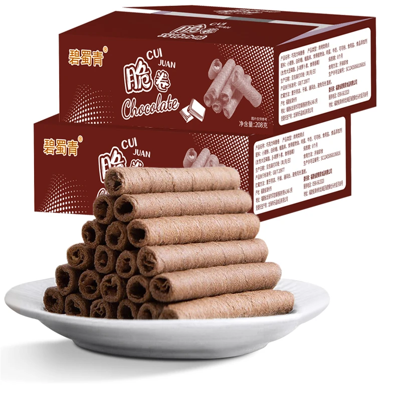 碧蜀青 巧克力味脆卷 整箱-208g夹心鸡蛋卷网红健康休闲零食茶点