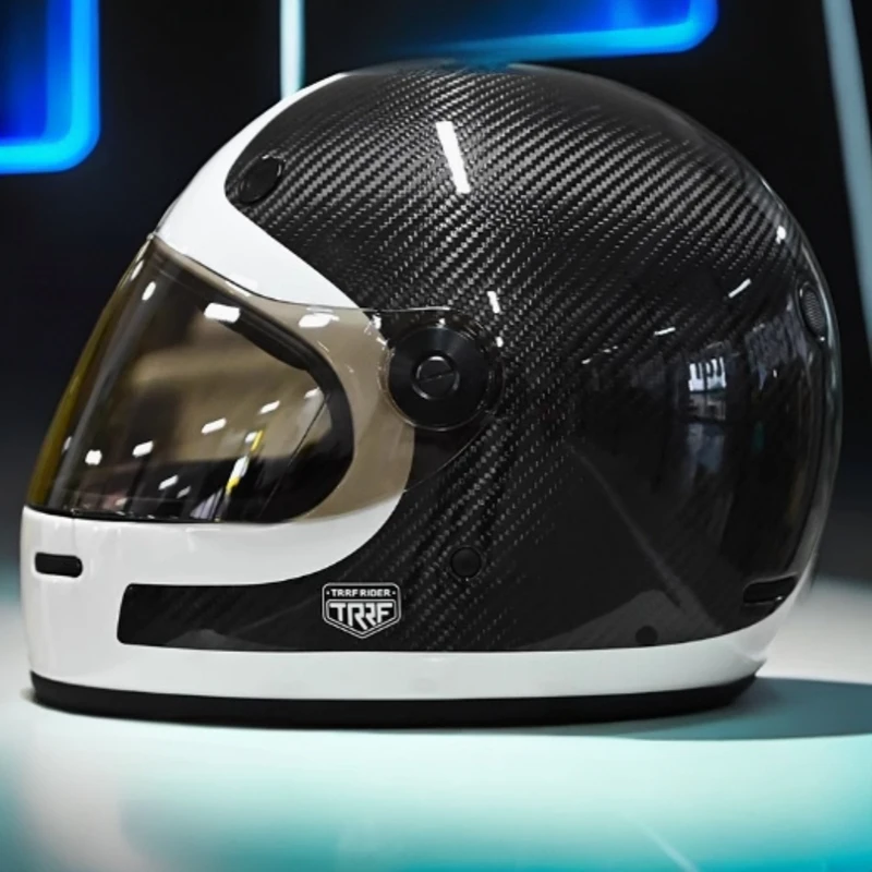 意大利TRRF碳纤维复古头盔哈雷摩托车全盔巡航防雾男女四季通用