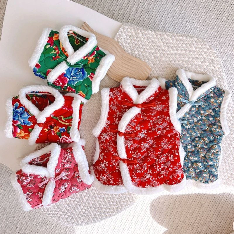 东北花棉袄民族风盘扣加棉加厚中国风毛毛衍边宝宝民族风洋气复古