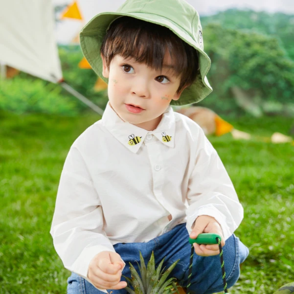 【精致小蜜蜂刺绣】男童衬衫秋装儿童衬衣秋洋气宝宝上衣女童衣服